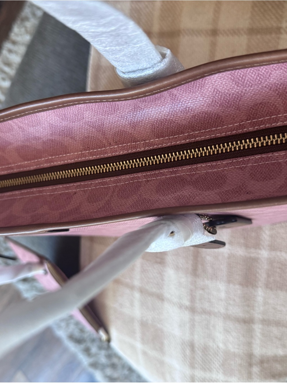 Coach Pink Signature Taxi Tote with Matching Pouch / Pink Sable - Picture 4 of 8